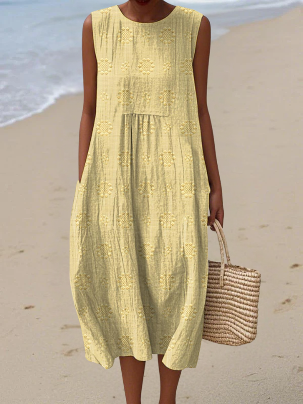 Robe Midi Brodée Rose