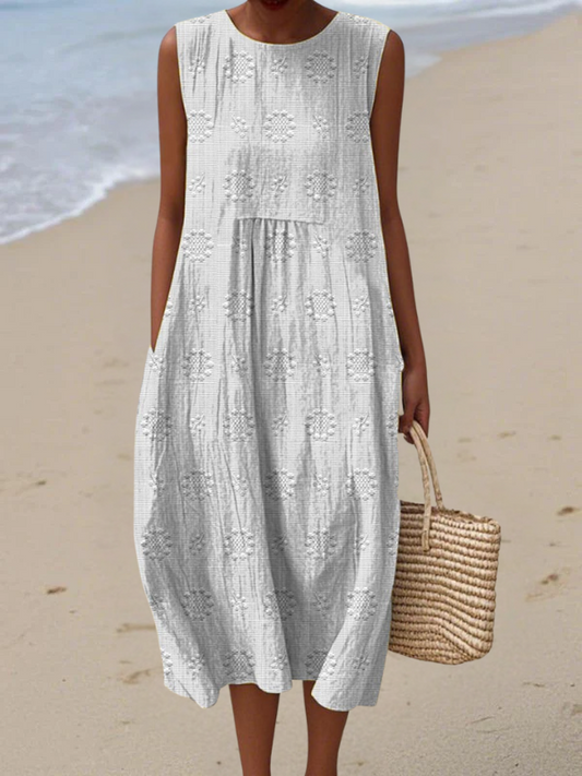 Robe Midi Brodée Rose
